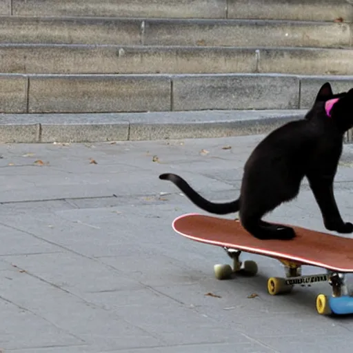 Image similar to cat riding a skateboard in the city