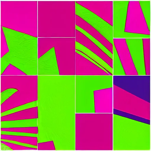 Image similar to abstract collage in hot pink, lime green, and purple