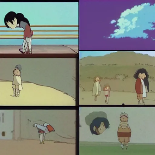 Prompt: frame to frame animation of a run cycle by studio ghibli