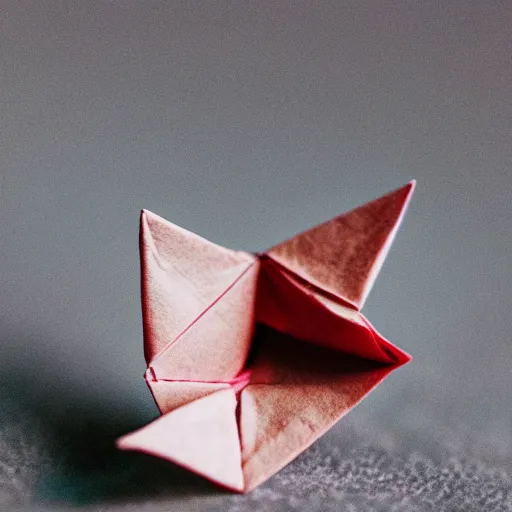 Image similar to close up photo of a small origami saturn eating his son, cinematic, shallow dof, 3 5 mm, 4 k, macro