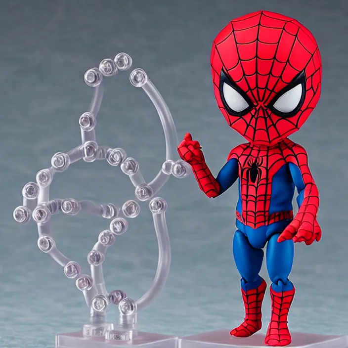 Prompt: spiderman, an anime nendoroid of spiderman, figurine, detailed product photo