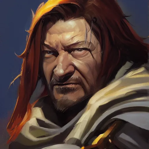 Image similar to greg manchess portrait painting of boromir as overwatch character, medium shot, asymmetrical, profile picture, organic painting, sunny day, matte painting, bold shapes, hard edges, street art, trending on artstation, by huang guangjian and gil elvgren and sachin teng