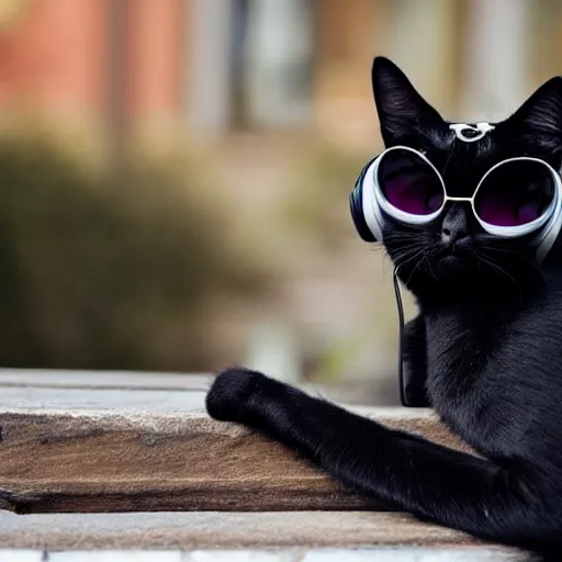 Black cat 2024 with sunglasses