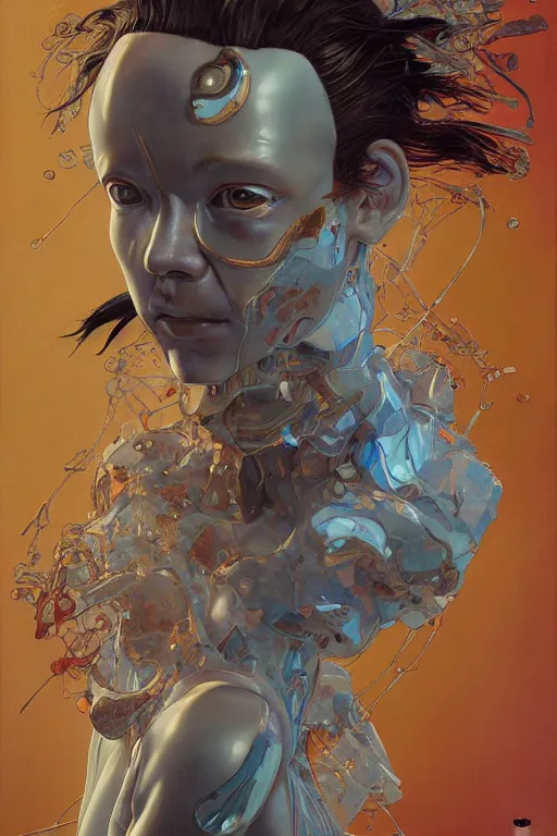 Image similar to medium citizen portrait soft light painted by james jean and katsuhiro otomo and erik jones, inspired by the fifth element, smooth face feature, intricate oil painting, high detail illustration, sharp high detail, manga and anime 1 9 9 9