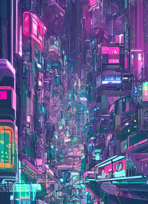 Cyberpunk City, Abstract Illustration, Futuristic City, Dystoptic