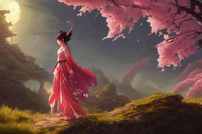 Prompt: wuxia, dragon, cherry blossoms, unreal engine, fantasy art by greg rutkowski, loish, rhads, ferdinand knab, makoto shinkai and lois van baarle, ilya kuvshinov, rossdraws, tom bagshaw, global illumination, radiant light, detailed and intricate environment