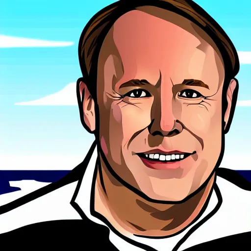 Image similar to alex jones on a beach, digital art, iconic icon, 2 d vector logo, cartoon, t - shirt design