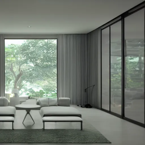 Prompt: a modern indoor room, clean architecture, some shreks, peaceful, 8K octane render