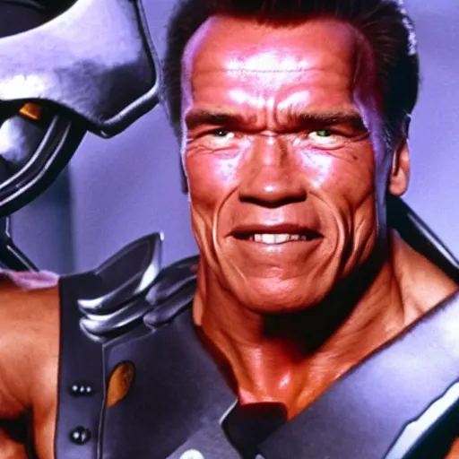 Image similar to a screenshot of arnold schwarzenegger as genji in overwatch