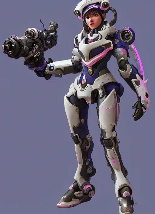 Image similar to d. va from overwatch wearing plastic armor, hyper detailed, digital art, trending in artstation, cinematic lighting, studio quality, 自 然, smooth render, unreal engine 5 rendered, octane rendered, art style by klimt and nixeu and ian sprigger and wlop and krenz cushart