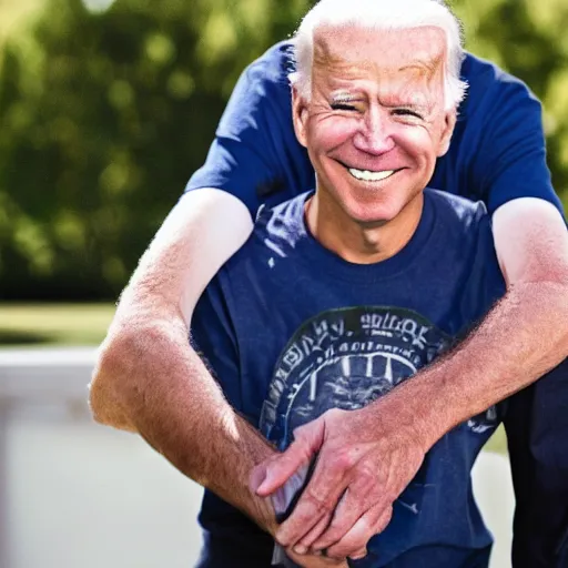 Image similar to A photo of joe biden teams up with a teenage joe biden, perfect faces, 50 mm, award winning photography