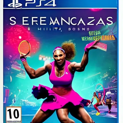 Image similar to video game box art of a ps 4 game called serena williams dance craze, 4 k, highly detailed cover art.