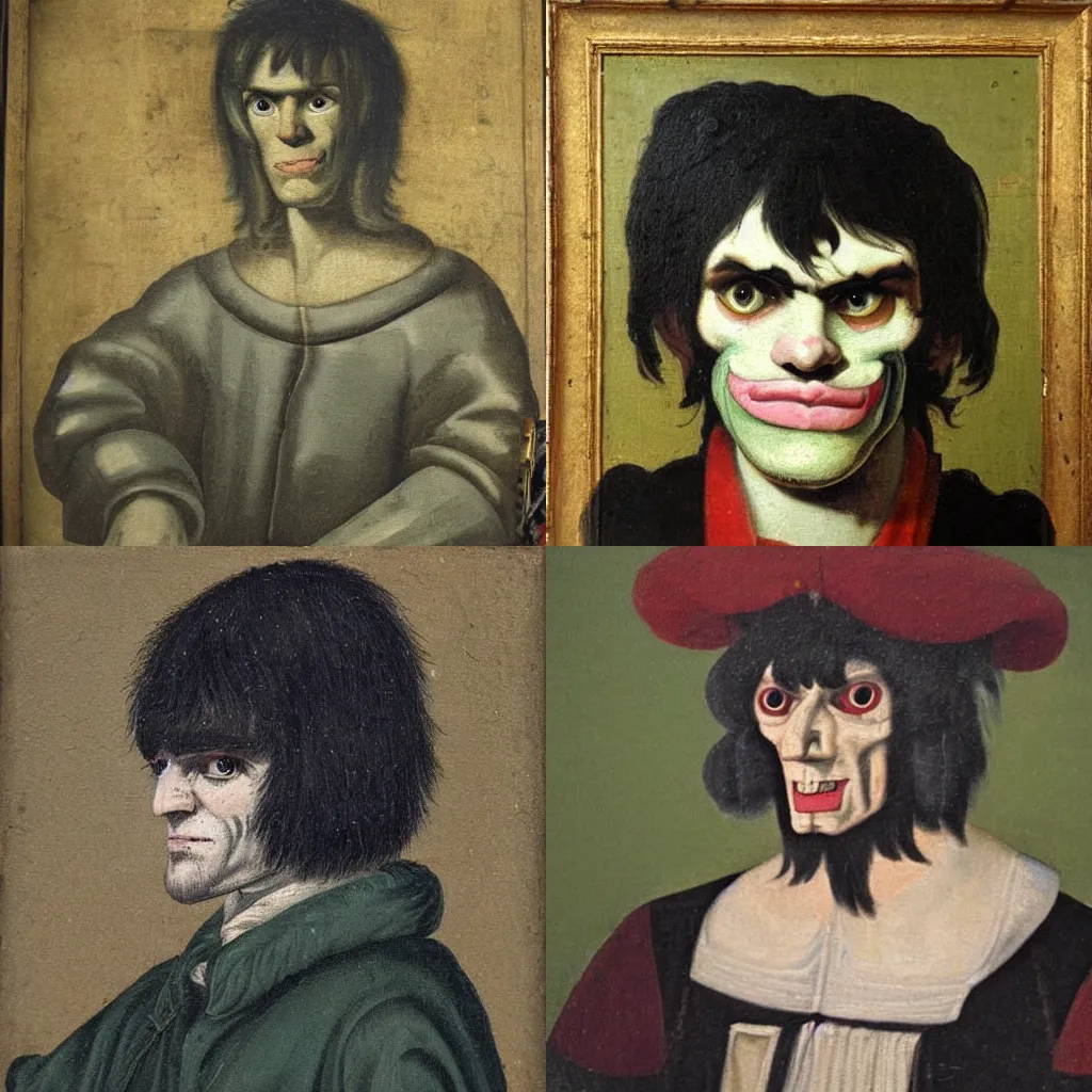 Prompt: 17th century painting of Murdoc Niccals