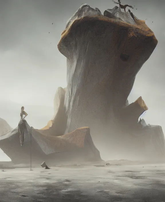 Prompt: surreal romantic prometheus horizontal white exploration massive architecture base, ochre ancient palette, building architecture by ruan jia, futuristic, blame, white architecture in the beach in iceland, foggy, highly detailed, digital painting, arstation, concept art, hyperealistic octane render, unreal engine