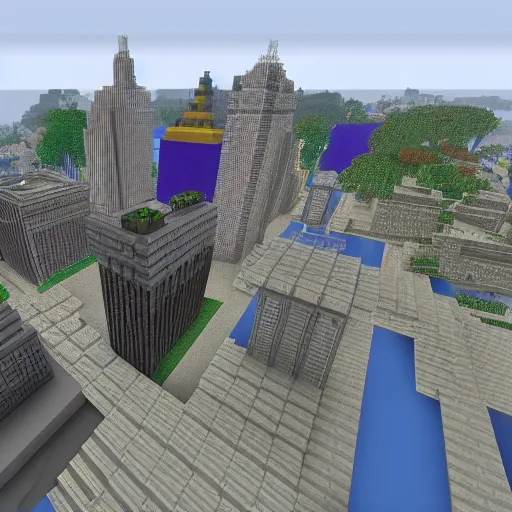 Prompt: minecraft version of the new york skyline.