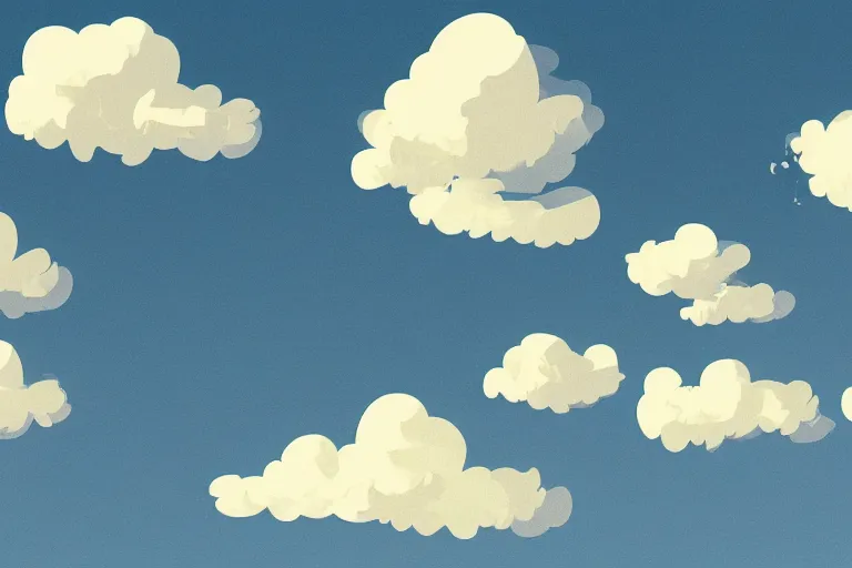 Prompt: clean cel shaded vector art, smoke shaped clouds, blue sky, shutterstock, by pascal campion, petros afshar, anton fadeev, dean ellis, randolph stanley hewton
