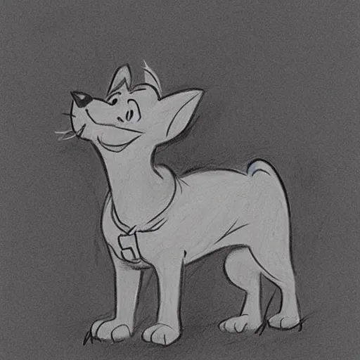 Prompt: milt kahl pencil sketch of a dog and a cat