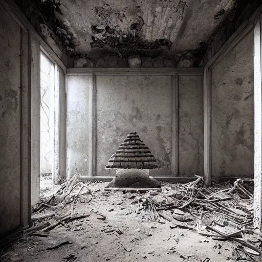 Prompt: abandoned temple by Zhang Kechun