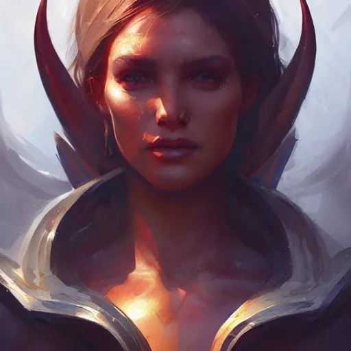 Image similar to a beautiful portrait of a devil goddess by greg rutkowski and raymond swanland, trending on artstation, ultra realistic digital art