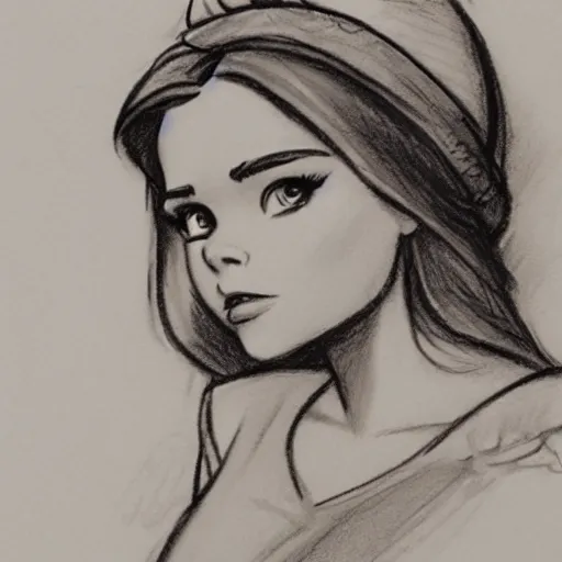 Image similar to milt kahl pencil sketch of chloe grace moretz as snow white