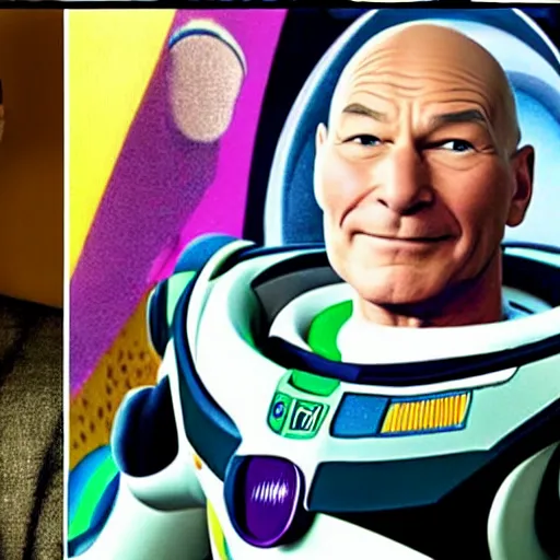 Image similar to patrick stewart as the real buzz lightyear