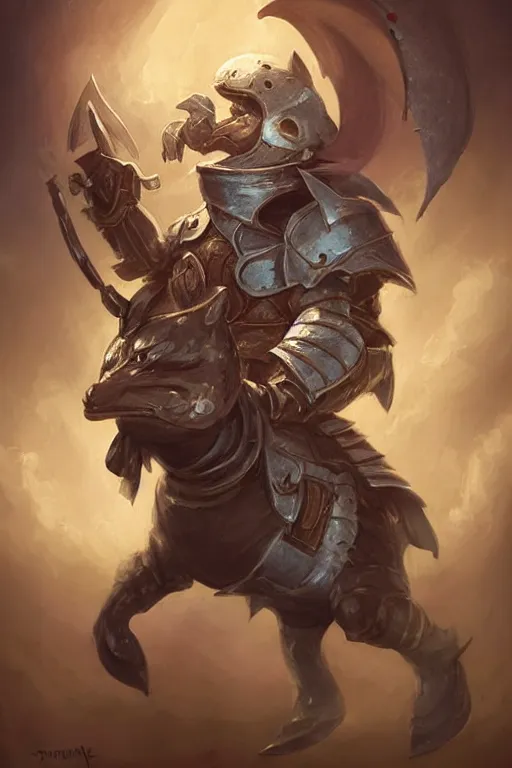 Image similar to cute little anthropomorphic dolphin knight wearing a cape, riding a tiger, tiny, small, miniature , animal, short, adorable, pretty, beautiful, DnD character art portrait, matte fantasy painting, DeviantArt Artstation, by Jason Felix by Steve Argyle by Tyler Jacobson by Peter Mohrbacher, cinematic lighting