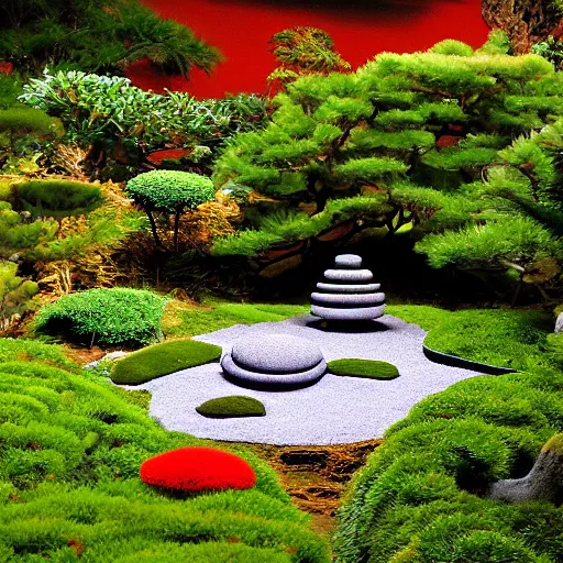 Image similar to psychedelic Buddhist zen garden