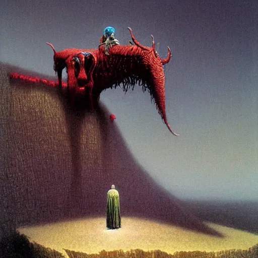 Image similar to mumaki rider, lord of the ring, beksinski