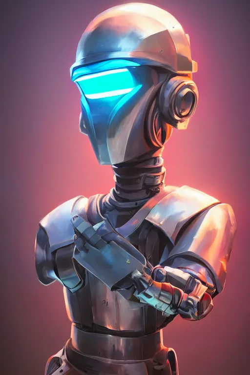 Image similar to epic mask helmet robot ninja portrait stylized as fornite style game design fanart by concept artist gervasio canda, behance hd by jesper ejsing, by rhads, makoto shinkai and lois van baarle, ilya kuvshinov, rossdraws global illumination radiating a glowing aura global illumination ray tracing hdr render in unreal engine 5