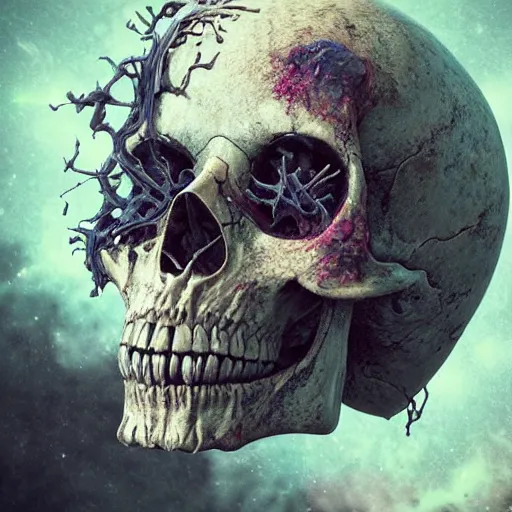 Image similar to portrait_of_a_melting_skull._intricate_abstract._intricate_artwork._by_Tooth_Wu_wlop_beeple_dan_mumford._octane_render_trending_on_artstat