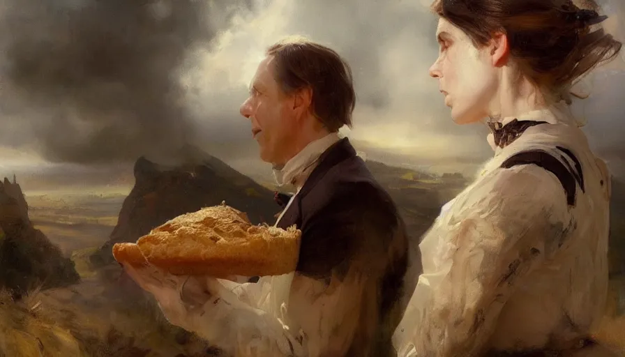 Image similar to beautiful portrait of anthropomorphic loaf of bread steve buscemi, art by anders zorn, wonderful masterpiece by greg rutkowski, beautiful cinematic light, american romanticism thomas lawrence, greg rutkowski