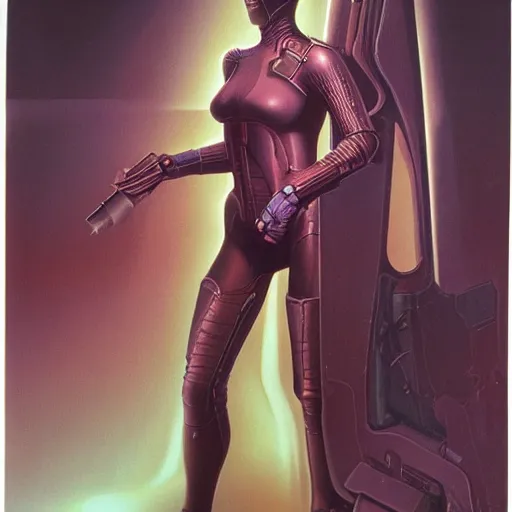 Prompt: woman in sci - fi gear, by wayne barlowe