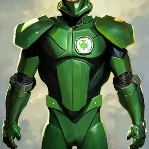 Image similar to greg manchess portrait painting of armored green lantern as overwatch character, medium shot, asymmetrical, profile picture, organic painting, sunny day, matte painting, bold shapes, hard edges, street art, trending on artstation, by huang guangjian and gil elvgren and sachin teng