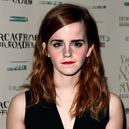 Prompt: emma watson looking pissed off at the viewer.