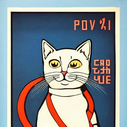 Image similar to cat in a soviet union propaganda poster