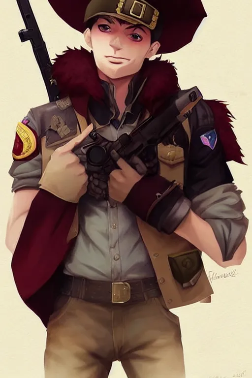 Prompt: beautiful portrait commission of a male furry anthro!!! fruit bat wearing military clothes and a maroon beret. Active Warzone with guns and explosions Atmospheric. Character design by charlie bowater, ross tran, artgerm, and makoto shinkai, detailed, inked, western comic book art