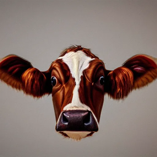 Image similar to portrait of a flying cow, photorealistic, 4 k