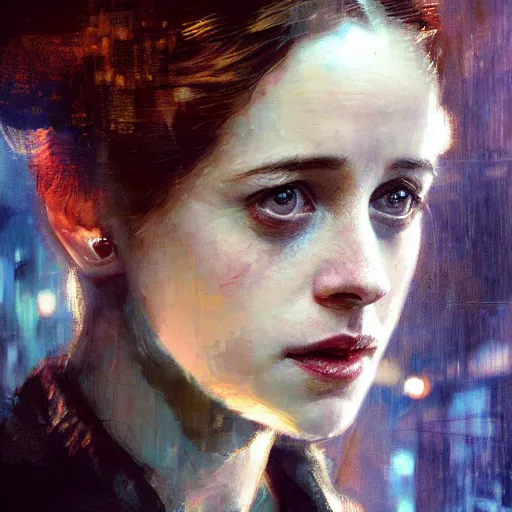 Prompt: claire foy, hyperrealistic portrait, bladerunner street, art of elysium by jeremy mann and alphonse mucha, fantasy art, photo realistic, dynamic lighting, artstation, poster, volumetric lighting, very detailed face, 4 k, award winning