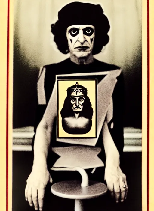 Image similar to the emperor tarot card, diane arbus portrait photography
