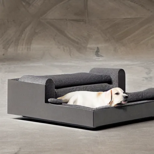 Prompt: luxurious dog bed with metal feet inspired by Marcel Breuer