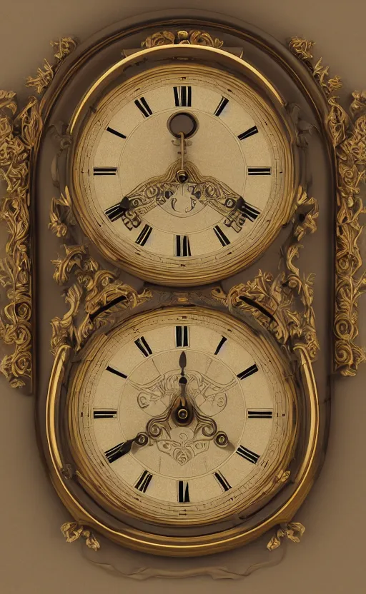 Image similar to Baroque clock, unreal engine, octane render