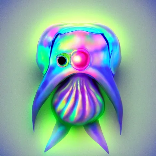 Prompt: cute alien jellyfish creature character concept iridescent luminescent photo realistic detailed 3d render 4k