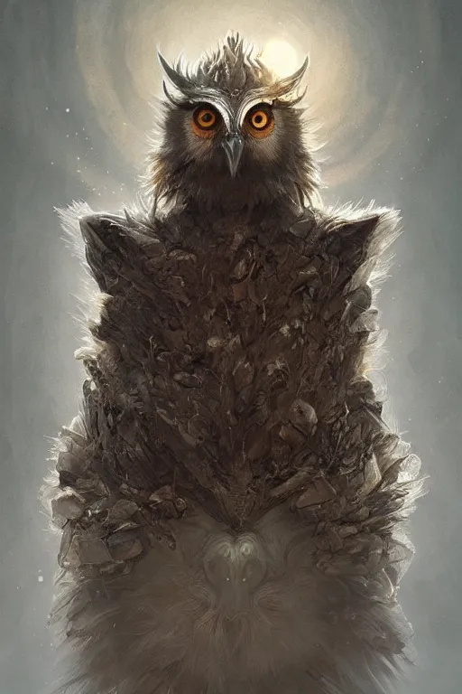 Image similar to owlbear , physically accurate, moody dynamic lighting, very very intricate, very very elegant, highly detailed, digital painting, artstation, HR GIGER, Hieronymus Bosch, Francis Bacon, concept art, smooth, very beautiful, sharp focus, illustration, art by artgerm and greg rutkowski and alphonse mucha