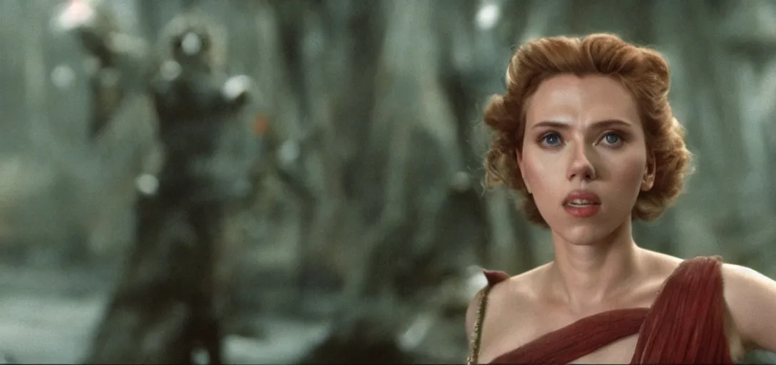 Prompt: a still of Scarlett Johansson in return of the jedi (1983)