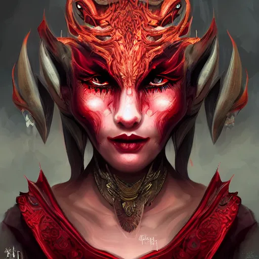 Image similar to face portrait of dragon kin woman, with pretty red ruby eyes, dynamic lighting, fantasy concept art, trending on art station, stunning visuals, creative, cinematic, ultra detailed