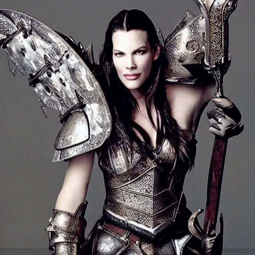 Image similar to photo of liv tyler as a warrior with diamond encrusted armour