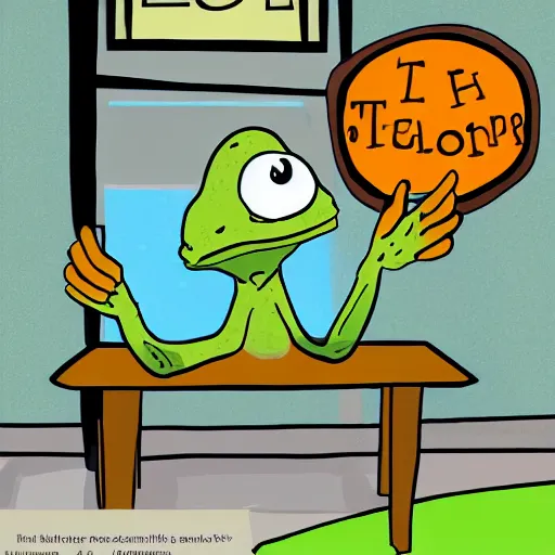 Image similar to anthropomorphic frog as a teacher