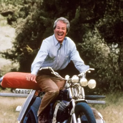 Image similar to kevin tighe laughing as he rides on top of randy mantooth