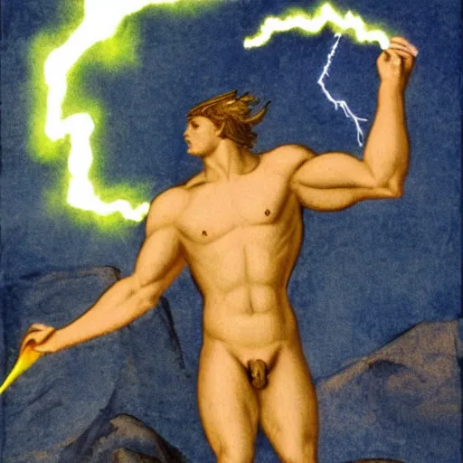 Prompt: zeus throwing lightning bolts