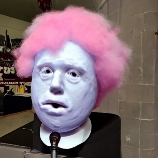 Image similar to photo of cotton candy that looks like boris johnson